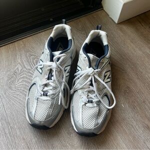 New Balance Cream and Navy Running Shoes